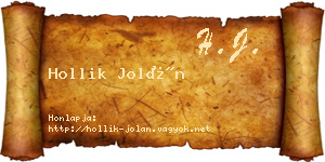 Hollik Jolán névjegykártya